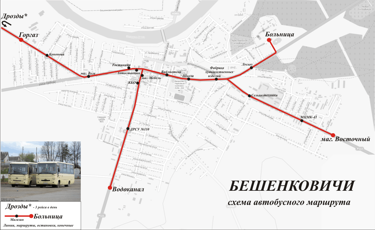 Бешенковичи — Схемы; Схемы маршрутов