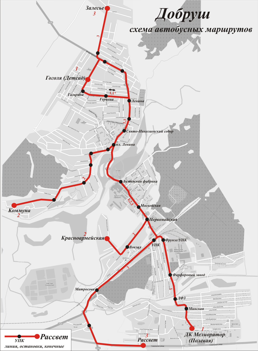 Dobrush — Maps; Maps routes