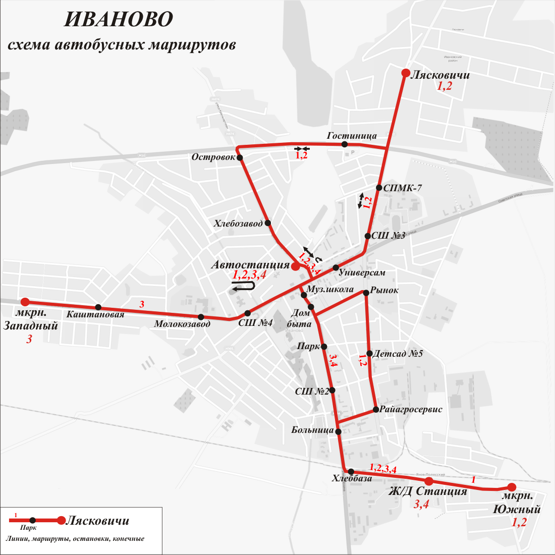 Иваново — Схемы; Схемы маршрутов