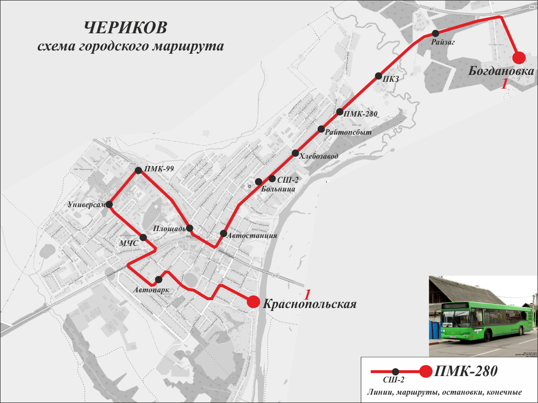 Cherikov — Maps; Maps routes