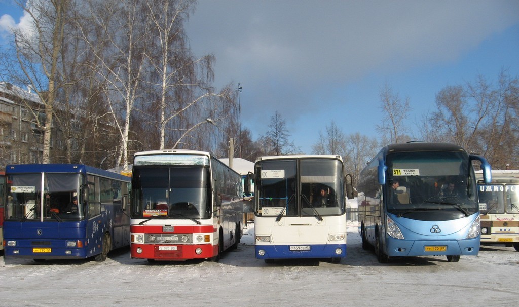 Anzhero-Sudzhensk, NefAZ-5299-10-08 (5299U0) № 19; Kemerovo, GolAZ-LiAZ-5256.33-01 № 10257; Tomsk, Shuchi YTK6126 № СС 172 70; Pavlodar, Van Hool T8 Alizée 360 № S 070 BS; Tomsk — The final stops, terminals and stations