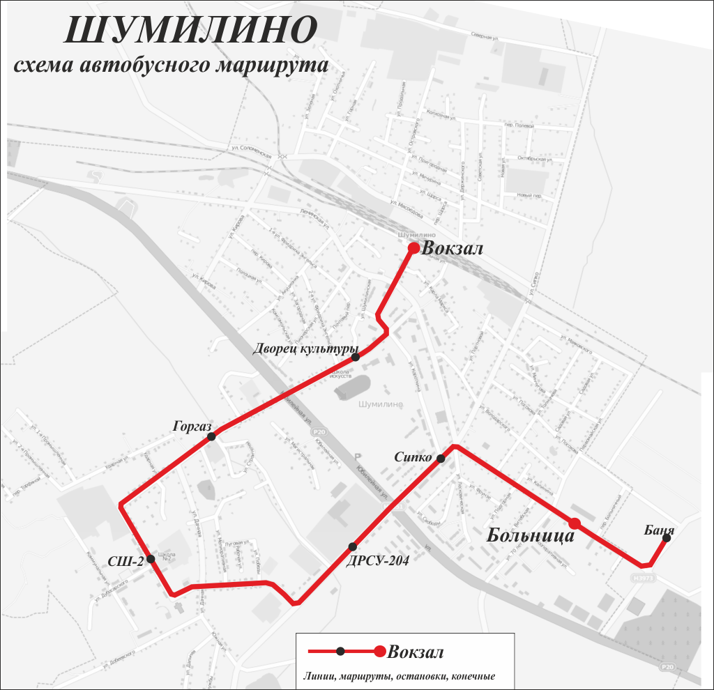 Shumilino — Maps; Maps routes