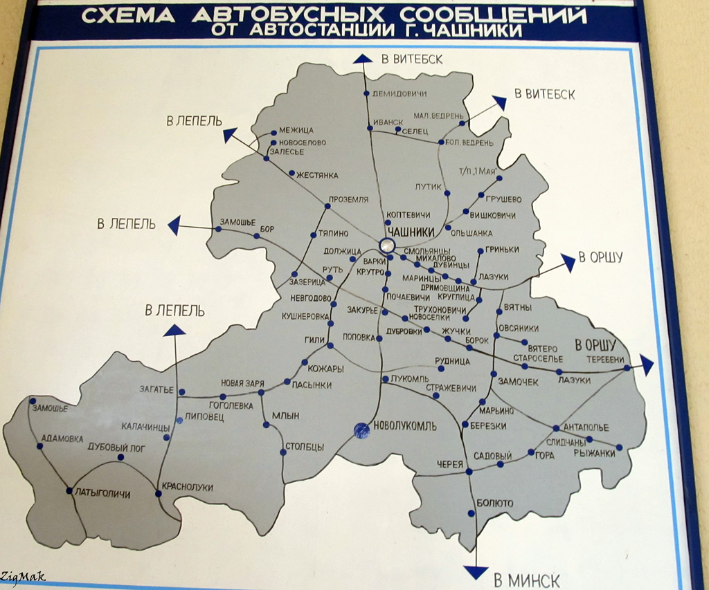 Chashniki — Maps; Maps routes