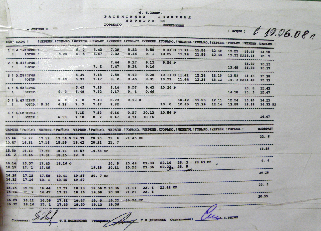 Nizhny Novgorod — Route signs and schedules
