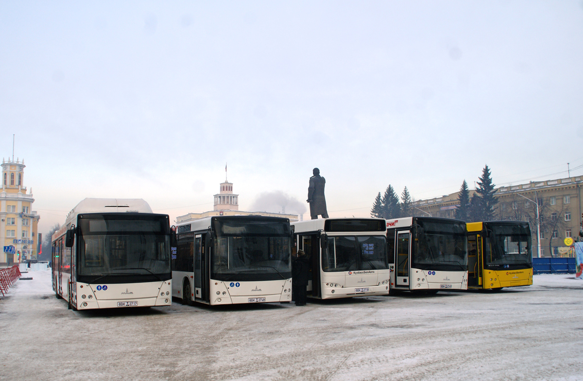 Prokoievsk — New buses; Novokuznetsk — New buses; Berezovskiy — New buses; Yashkino — New buses