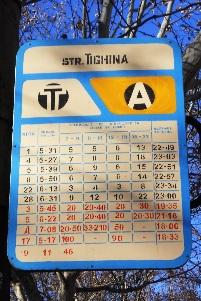 Kišiněv — Bus shelters, route signs, the final stop