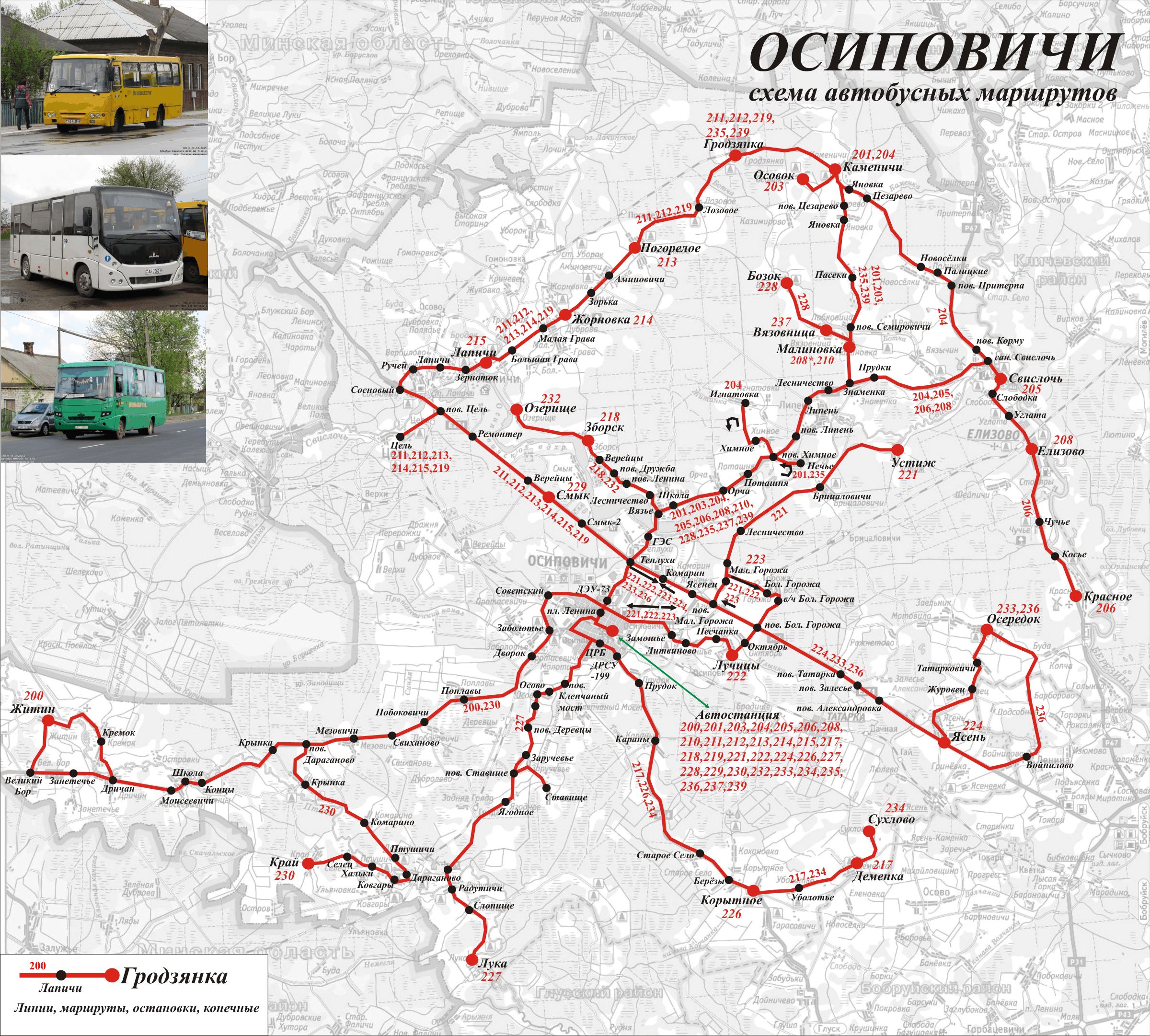 Osipowicze — Maps; Maps routes