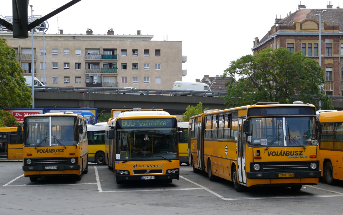 Ungaria, other, Ikarus 280.30M nr. DUD-869; Budapesta, Volvo 7700A nr. KPK-291