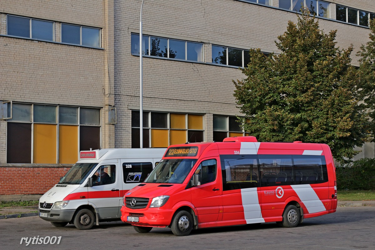 Kaunas, Altas Cityline (MB Sprinter 516CDI) №: 334; Kaunas, Mercedes-Benz Sprinter 416CDI №: 328