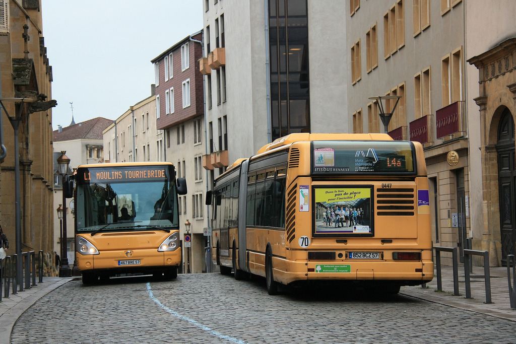 Metz, Irisbus Agora L # 0447; Metz, Irisbus Citelis Line # 0707