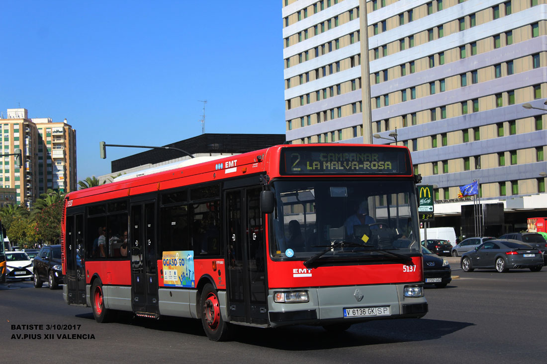 Valencia, Hispano Citybus E (Renault Agora S) # 5137