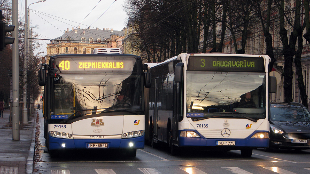 Riga, Solaris Urbino III 18 Nr. 79153; Riga, Mercedes-Benz O530 Citaro G Nr. 76135