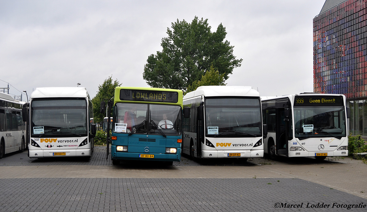 Utrecht, Van Hool New AG300 Nr. 332; Rotterdam, Mercedes-Benz O405G Nr. 58; Utrecht, Van Hool New AG300 Nr. 344; Middelburg, Mercedes-Benz O530 Citaro G Nr. 617