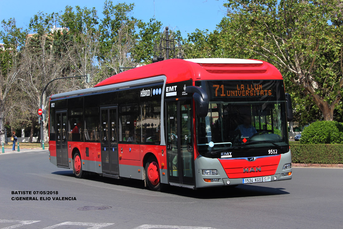 Valencia, MAN A37 Lion's City NL243 Hybrid # 9512