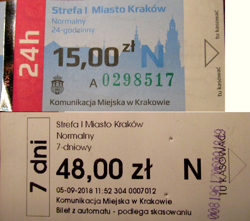 Проездные документы; Краков — Проездные документы