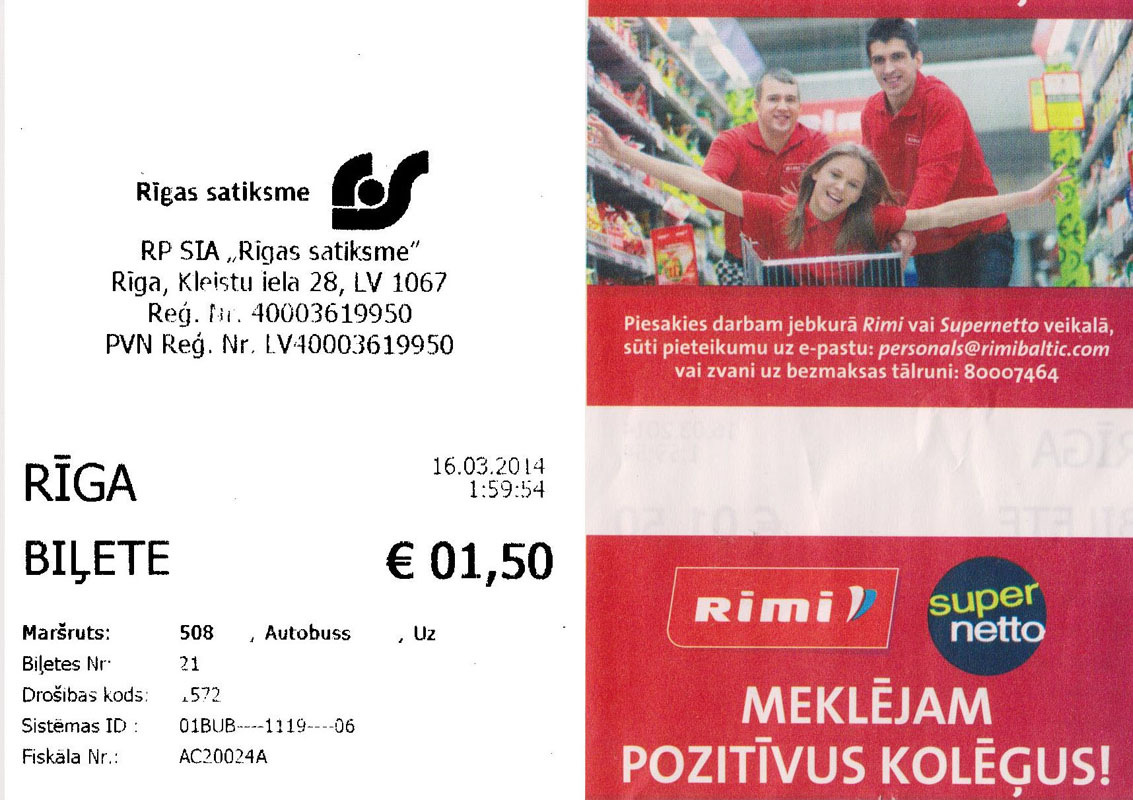 Riga — Tickets; Tickets (all)
