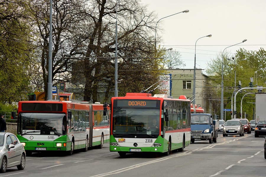 Lublin, Mercedes-Benz Conecto II # 2318; Świętochłowice, MAN A11 NG312 # 5115
