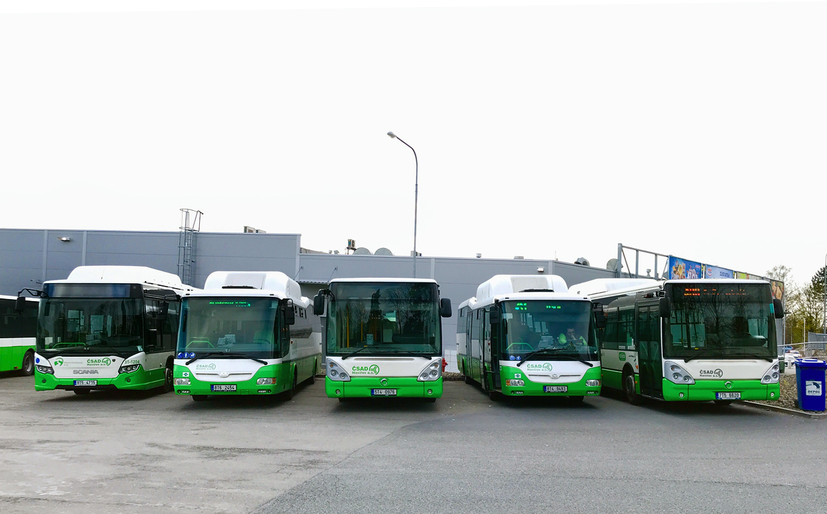 Карвина, Scania Citywide LF CNG № 51-1204; Карвина, SOR BNG 12 № 241; Карвина, Irisbus Citelis 12M CNG № 171; Карвина, SOR CNG 12 № 218; Карвина, Irisbus Citelis 12M CNG № 203