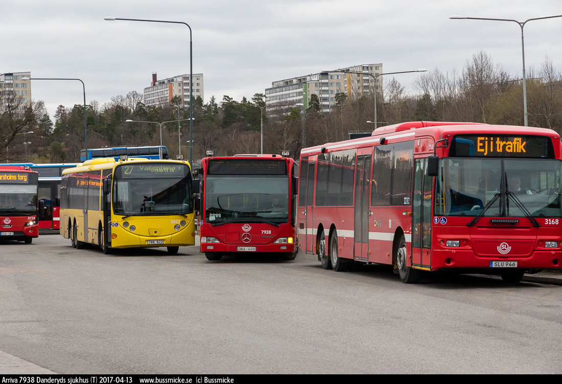 Stockholm, Volvo 8500LE # 3168; Stockholm, Mercedes-Benz O530 Citaro G # 7938; Stockholm, Lahti Scala # 8822