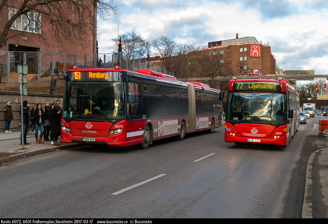 Стокгольм, Scania Citywide LEA № 6072; Стокгольм, Scania OmniLink CK310UA 6x2/2LB № 6031