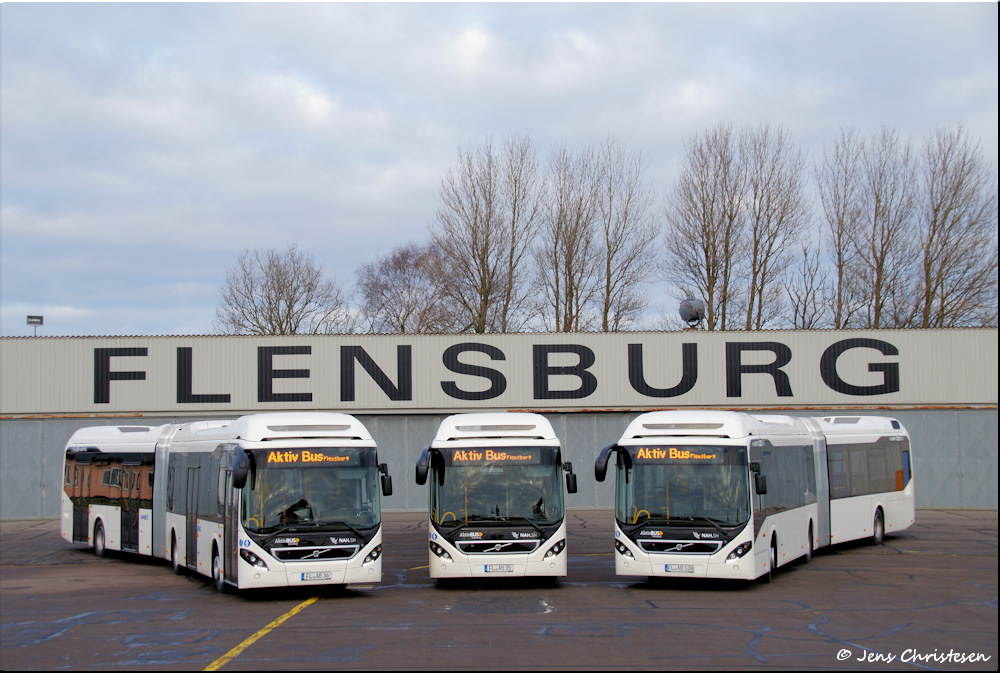 Flensburg, Volvo 7900A Hybrid Nr. 35; Flensburg, Volvo 7900A Hybrid Nr. 36; Flensburg, Volvo 7900A Hybrid Nr. 38