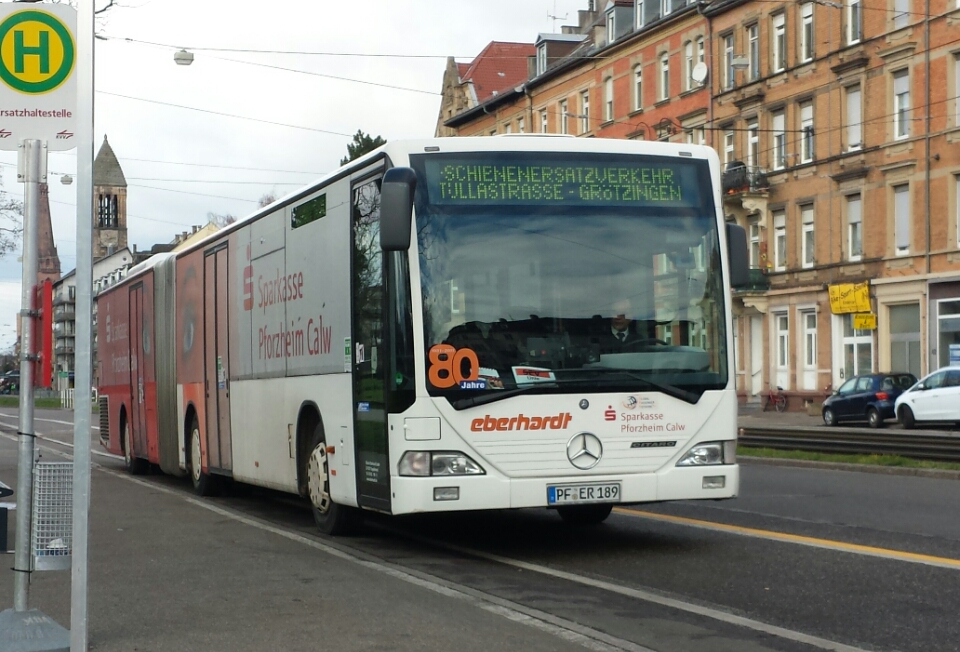 Pforzheim, Mercedes-Benz O530 Citaro GÜ # PF-ER 189; Karlsruhe — SEV Karlsruhe <> Stuttgart (Residenzbahn)