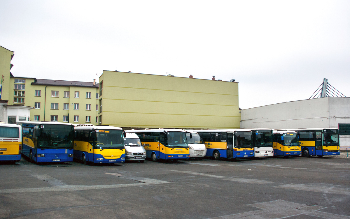 Opole, Mercedes-Benz O550 Integro (France) # 78; Opole, SOR C 12 # 106; Opole, Solbus C9,5 # 16; Opole, Mercedes-Benz O408 # 111