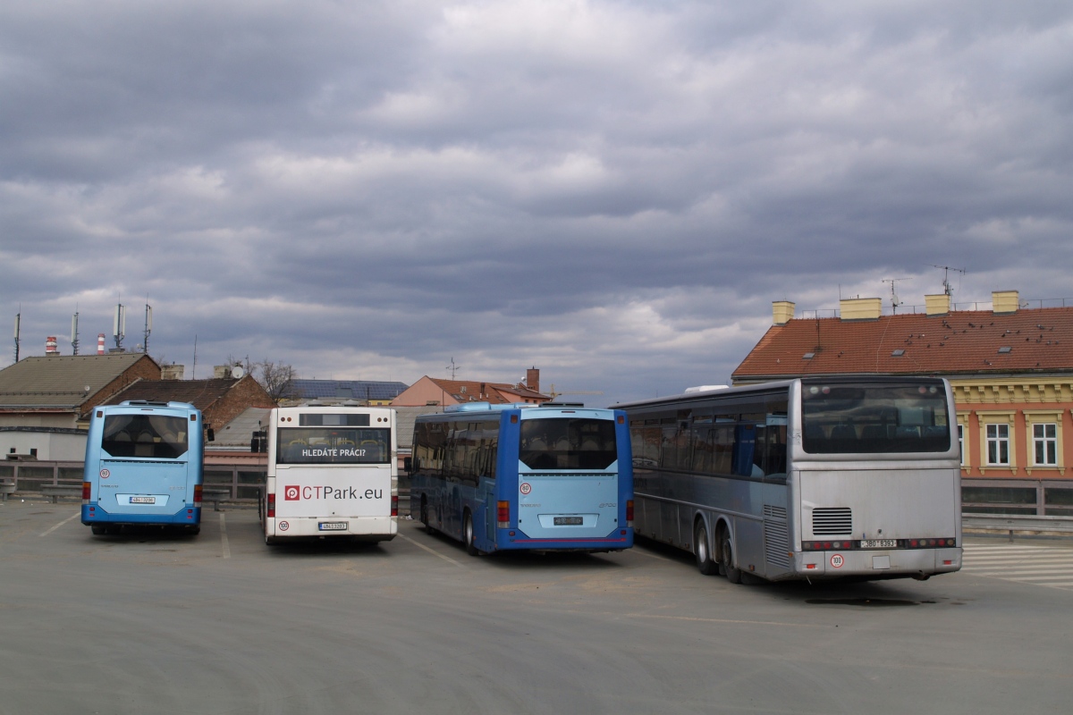 Brno, Irisbus Ares 15M No. 3B0 8393; Brno, Volvo 8700LE No. 4B4 3205; Brno, MAN A78 Lion's City T EL283 No. 4B4 3203