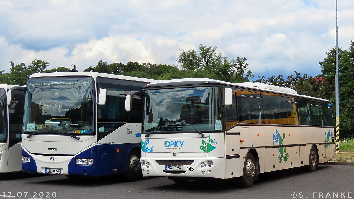Karlovy Vary, Irisbus Crossway 12M # 1AH 0054; Karlovy Vary, Karosa C956.1074 Axer 12M # 145