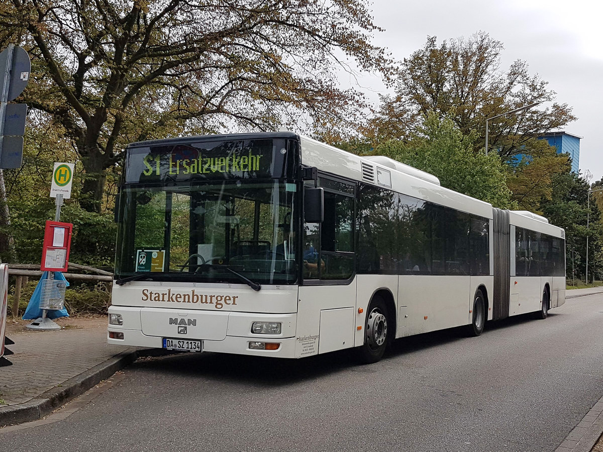 Heppenheim (Bergstraße), MAN A23 NG313 # DA-SZ 1134; Karlsruhe — SEV S1/S11 Linkenheim-Hochstetten — Karlsruhe — Bad Herrenalb/Ittersbach