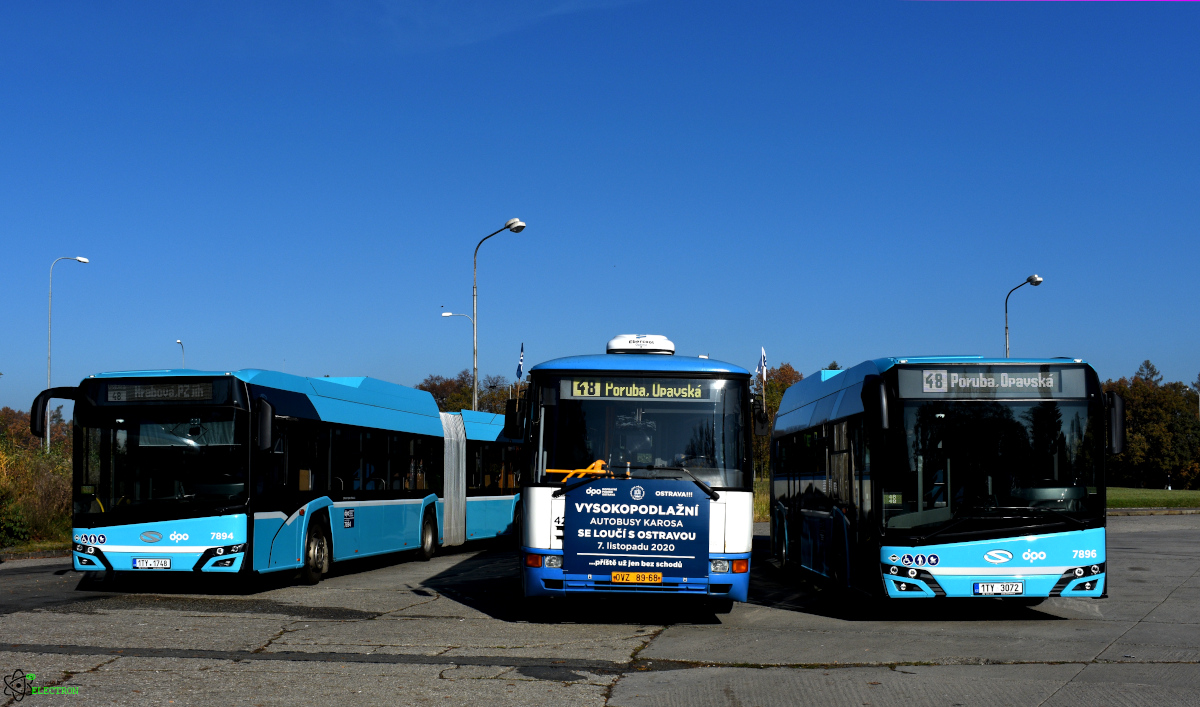 Ostrava, Solaris Urbino IV 18 CNG # 7894; Ostrava, Karosa B941E.1962 # 4285; Ostrava, Solaris Urbino IV 18 CNG # 7896; Ostrava, Karosa B941E.1962 # 4285; Ostrava — 7.11.2020 — Farewell with Karosa buses