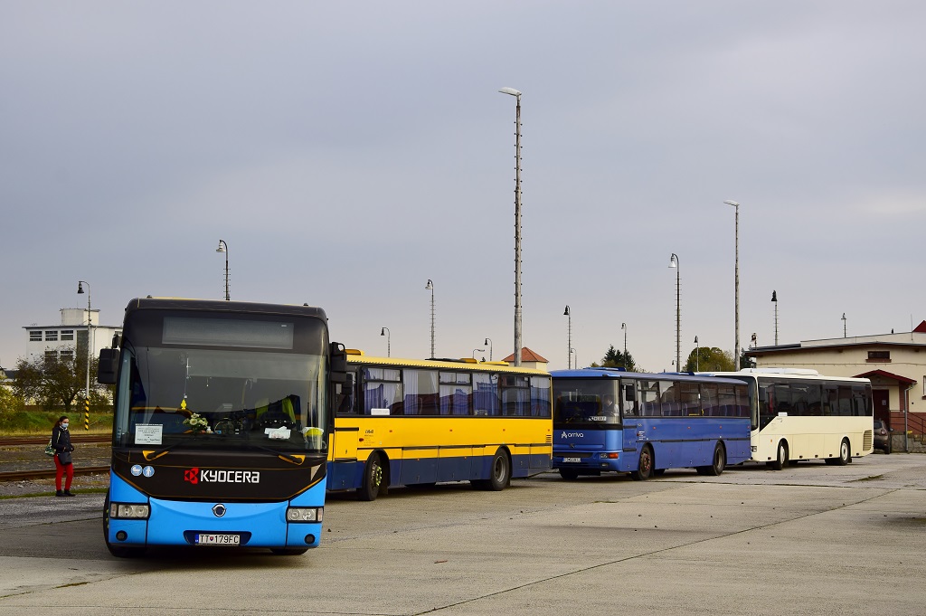 Trnava, Irisbus Crossway 12M # TT-179FC; Trnava, Karosa C954E.1360 # TT-641BZ; Trnava, Karosa C954E.1360 # TT-509IJ; Trnava, Irisbus Arway 12M # TT-118IE