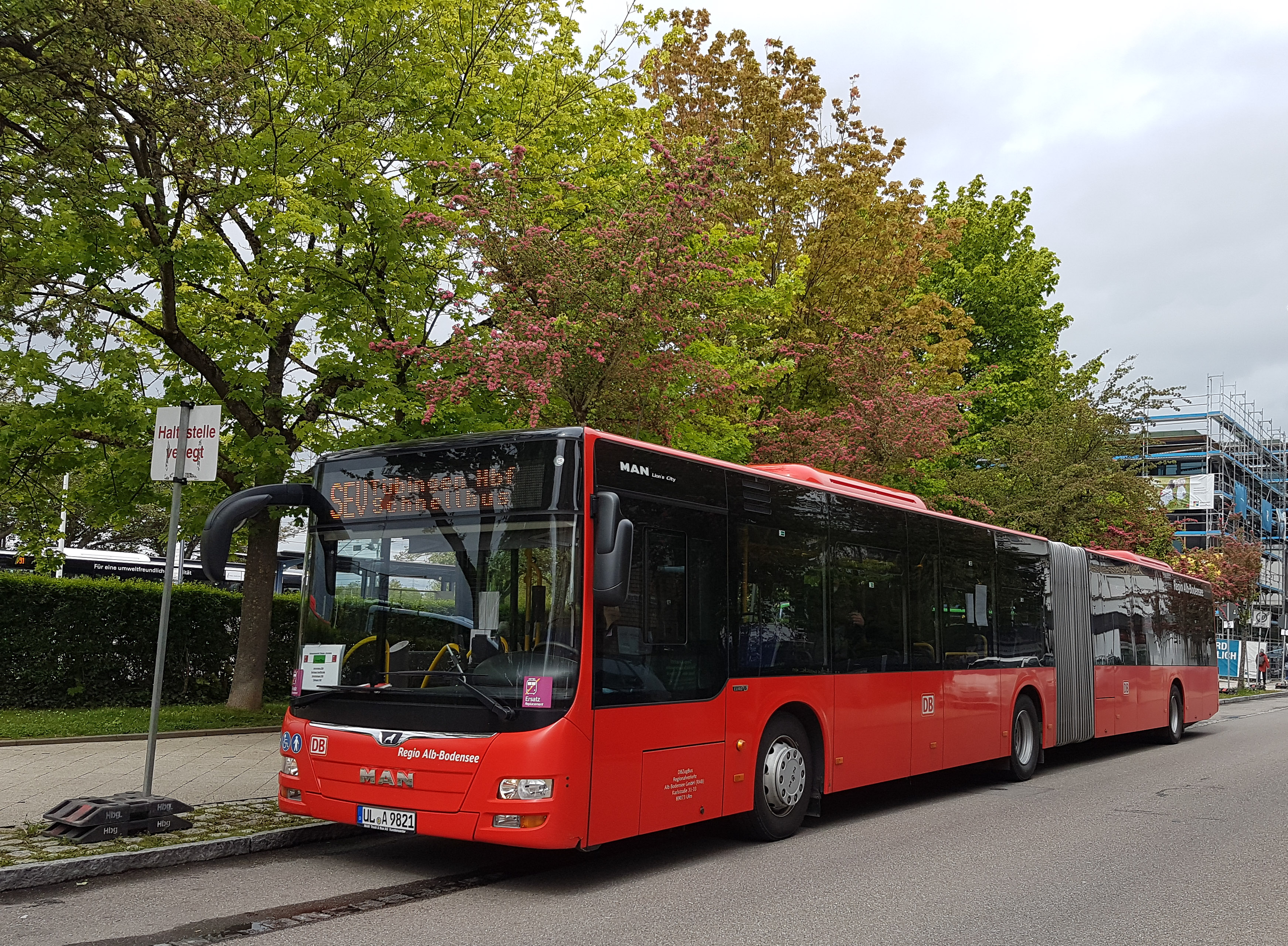Ulm, MAN A23 Lion's City G NG363 # UL-A 9821; Tübingen — SEV RB63 Tübingen — Herrenberg (Ammertalbahn)