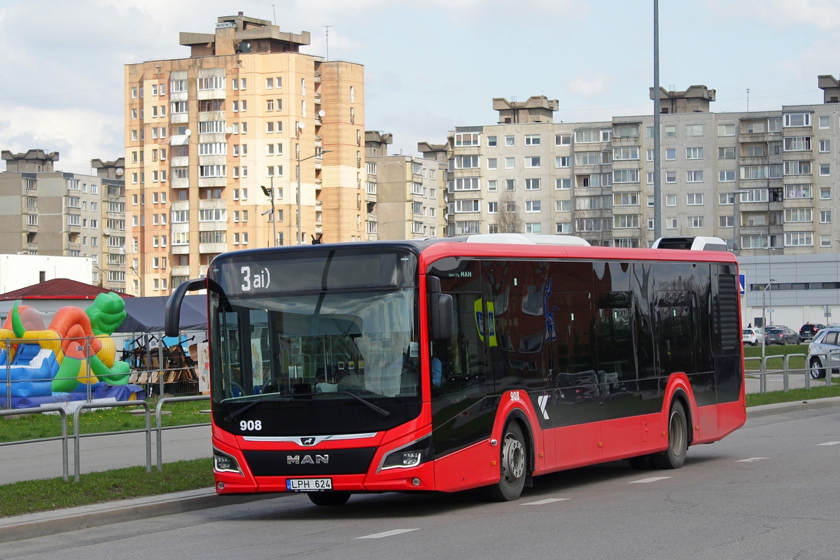 Kaunas, MAN 12C Lion's City NL330 EfficientHybrid № 908