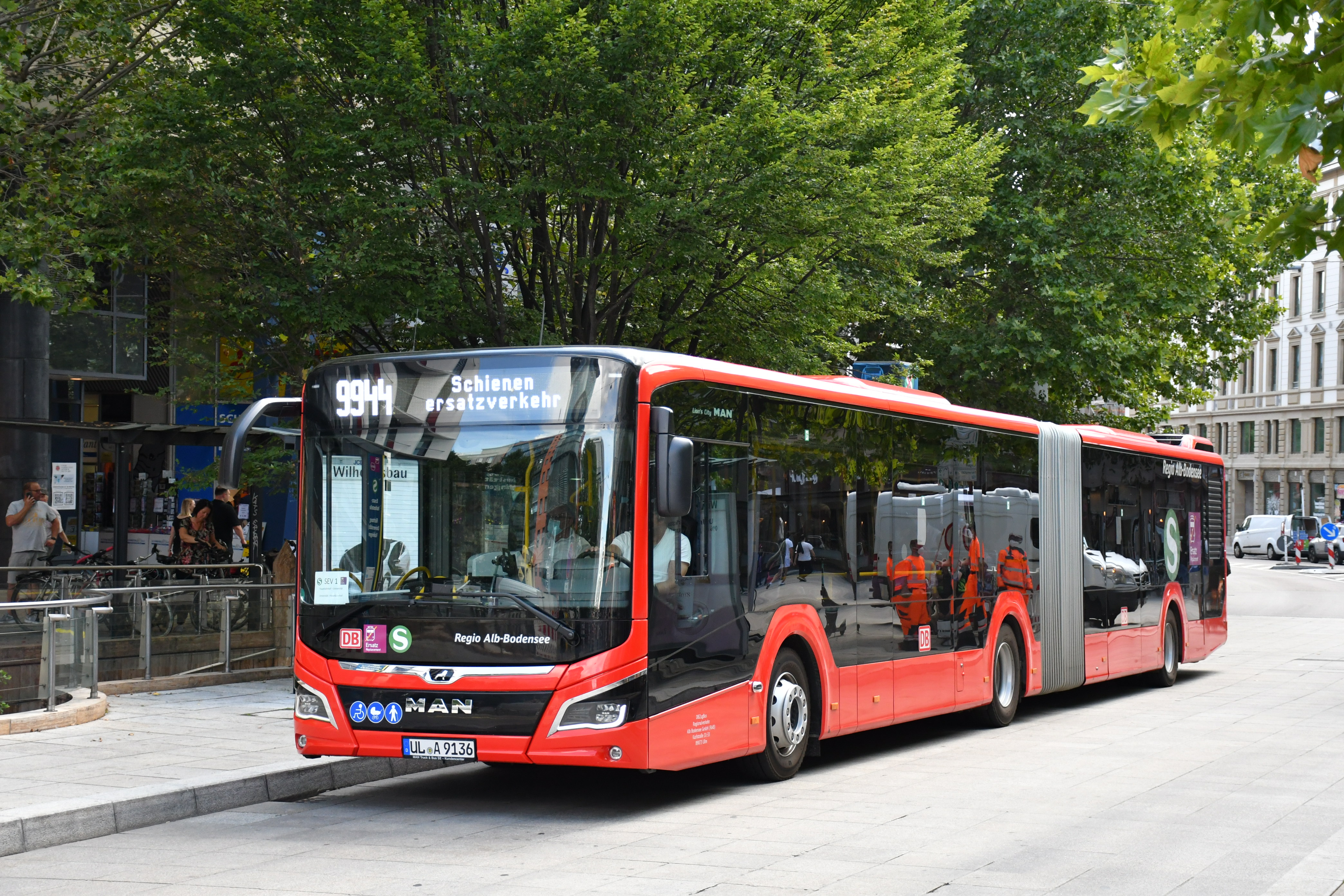 Ульм, MAN 18C Lion's City NG360 EfficientHybrid № UL-A 9136; Штутгарт — SEV Stammstreckensperrung S-Bahn Stuttgart