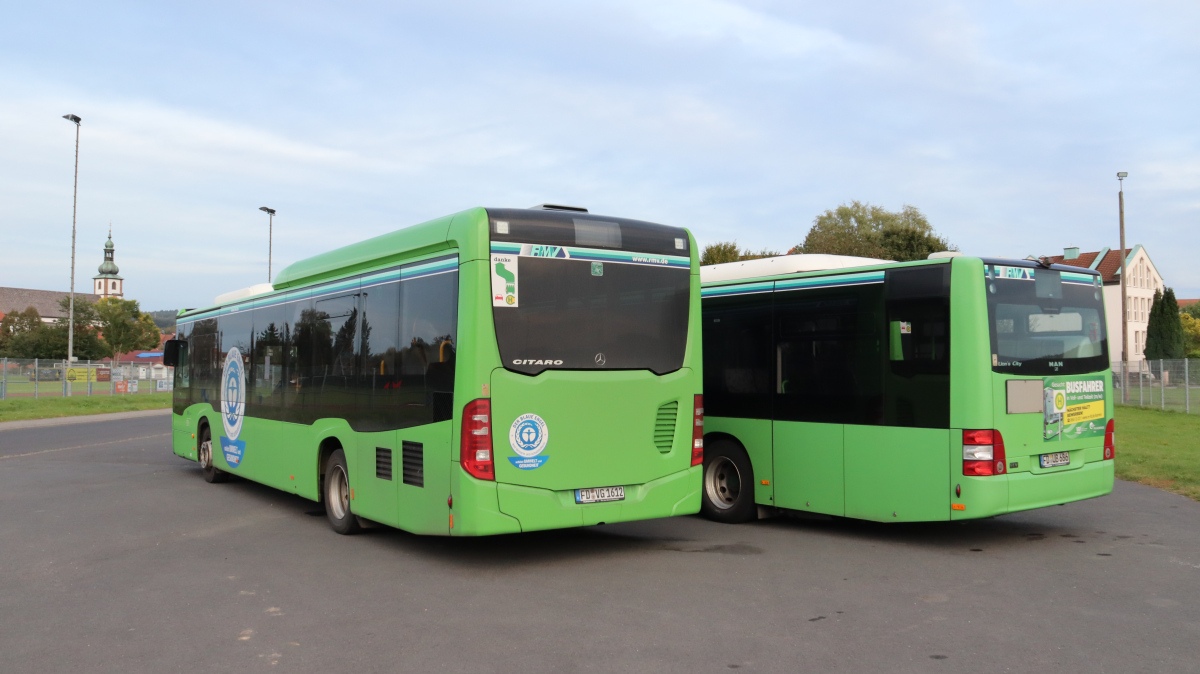 Fulda, Mercedes-Benz Citaro C2 LE # FD-VG 1612; Fulda, MAN A23 Lion's City G NG363 # FD-UB 686