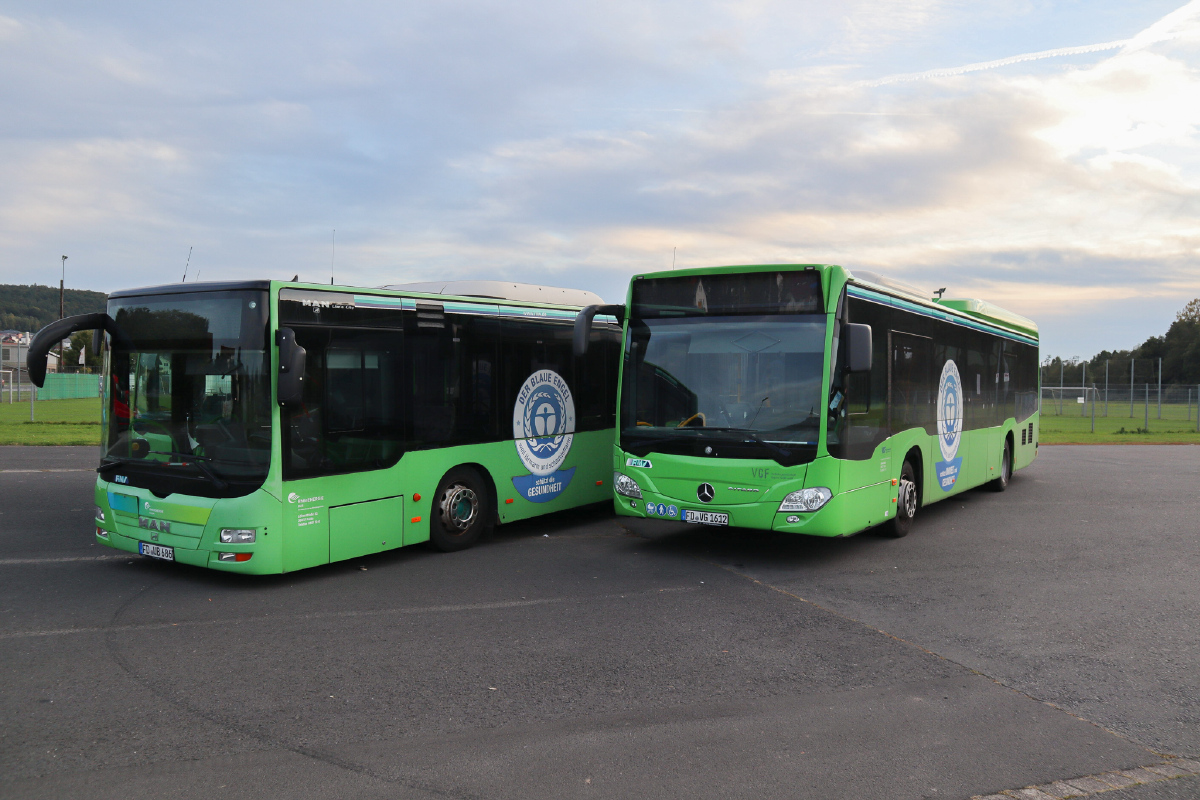 Fulda, Mercedes-Benz Citaro C2 LE # FD-VG 1612; Fulda, MAN A23 Lion's City G NG363 # FD-UB 686