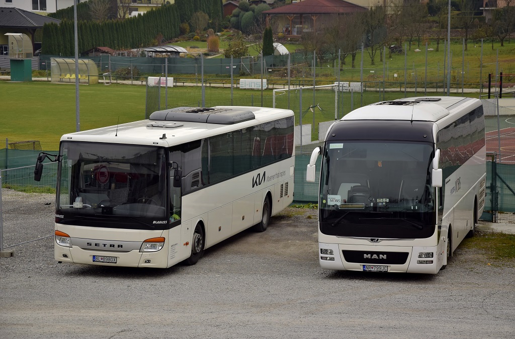 Nitra, MAN R07 Lion's Coach č. NR-799JC; Žilina, Setra S416UL business č. 57707