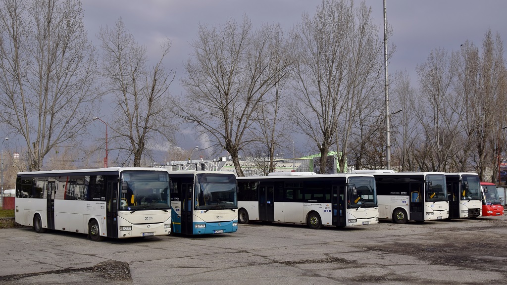 Michalovce, Irisbus Crossway 12M č. MI-765CA; Komárno, Irisbus Crossway 12M č. NZ-132HP; Žiar nad Hronom, Irisbus Crossway LE 12M č. ZV-559CE; Brezno, Irisbus Crossway 10.6M č. ZV-582CE; Bratislava, SOR CN 10.5 č. 8528; Nové Zámky, Irisbus Crossway 12M č. NZ-253HP