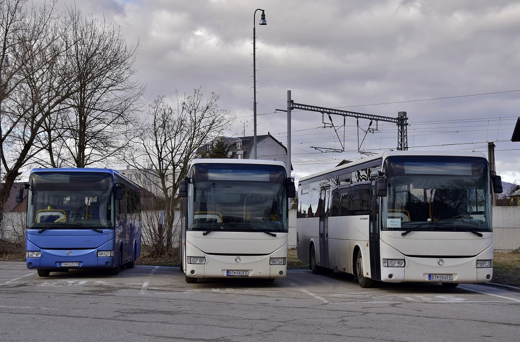 Ilava, Irisbus Crossway 10.6M # TN-005CM; Ilava, Irisbus Crossway 12M # BT-182FE; Ilava, Irisbus Crossway 12M # BT-164FE