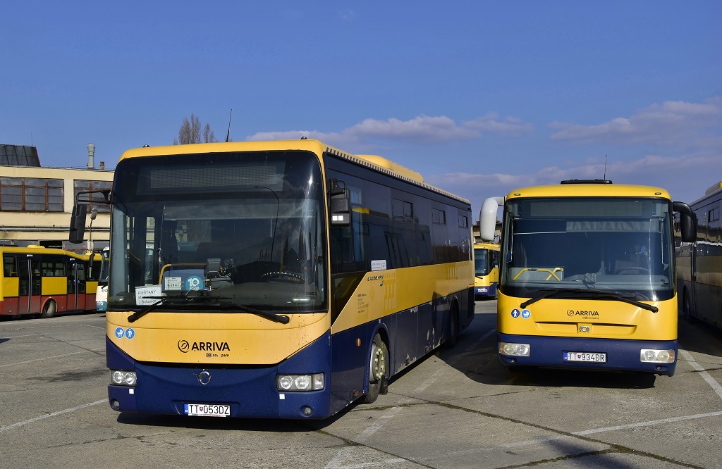 Piešťany, SOR C 10.5 № TT-934DR; Senica, Irisbus Crossway 12M № TT-053DZ