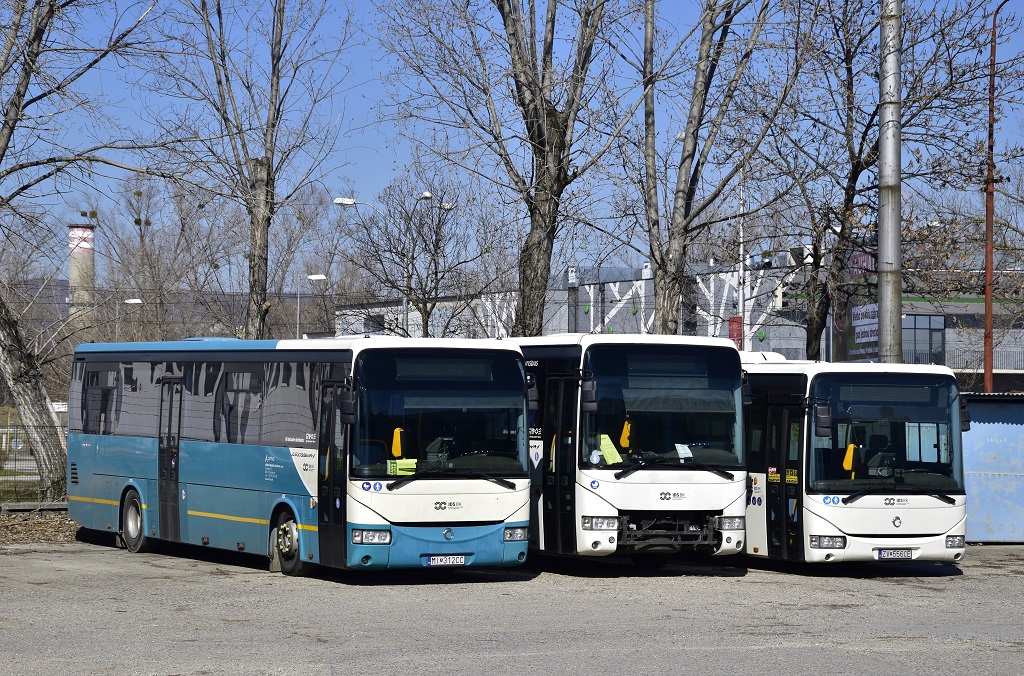 Michalovce, Irisbus Crossway 12M # MI-312CC; Detva, Irisbus Crossway LE 12M # ZV-556CE; Nové Zámky, Irisbus Crossway 12M # NZ-253HP