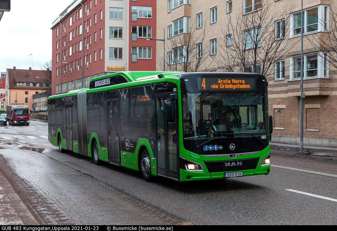 Uppsala, MAN 18G Lion's City NG320 EfficientHybrid č. 483