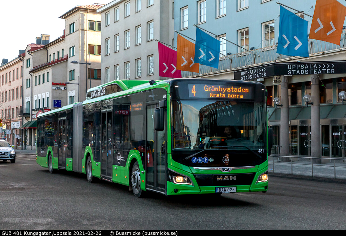 Uppsala, MAN 18G Lion's City NG320 EfficientHybrid Nr. 481