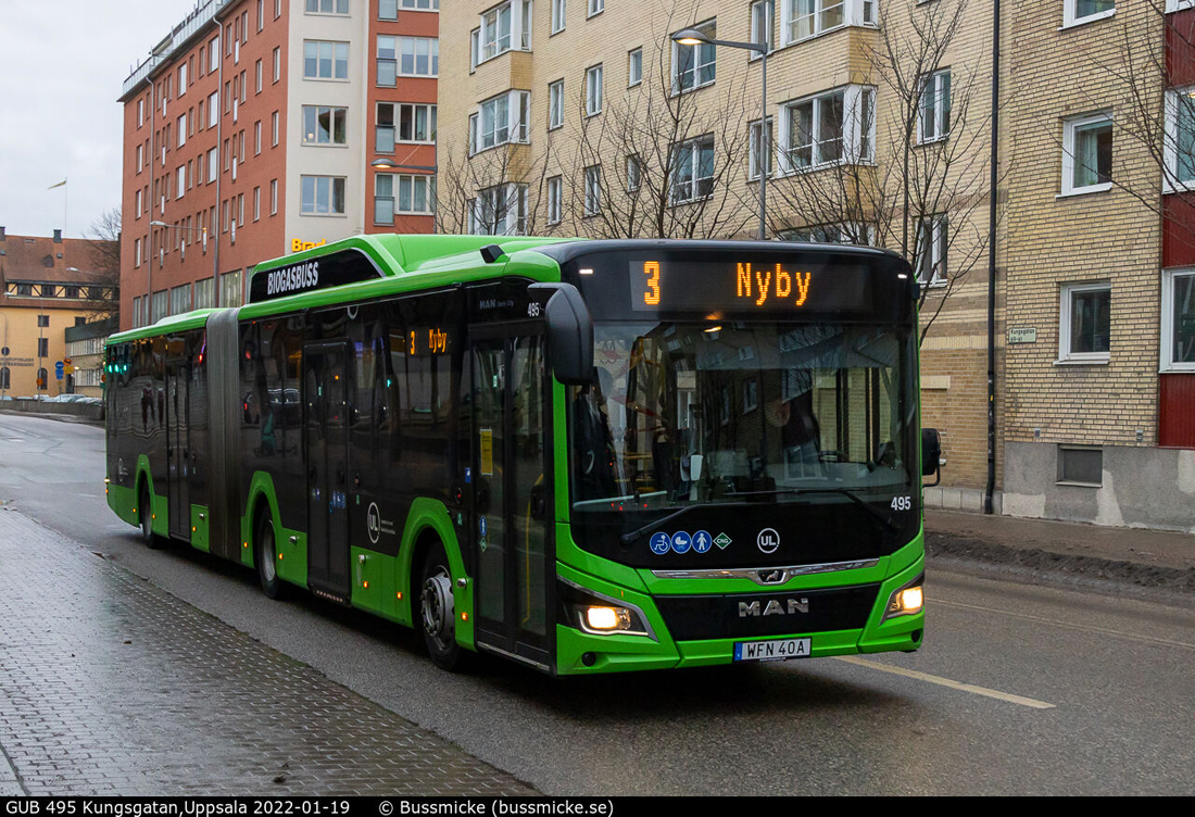 Uppsala, MAN 18G Lion's City NG320 EfficientHybrid Nr. 495