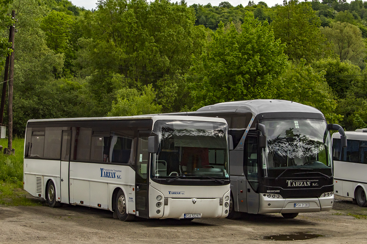 Tarnawa Dolna, Irisbus Ares 12M nr. RSA 50287; Tarnawa Dolna, Neoplan N2216SHD Tourliner SHD nr. RSA 31383