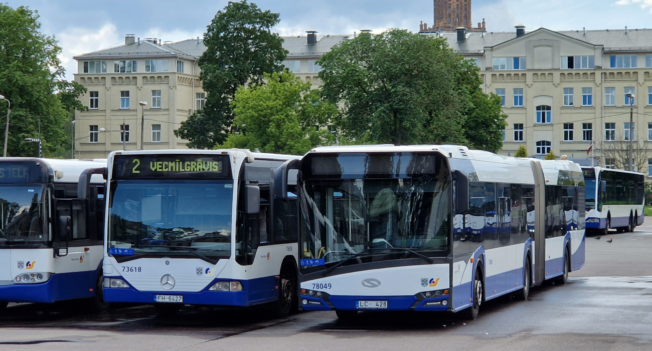Riga, Mercedes-Benz O530 Citaro L No. 73618; Riga, Solaris Urbino IV 18 No. 78049