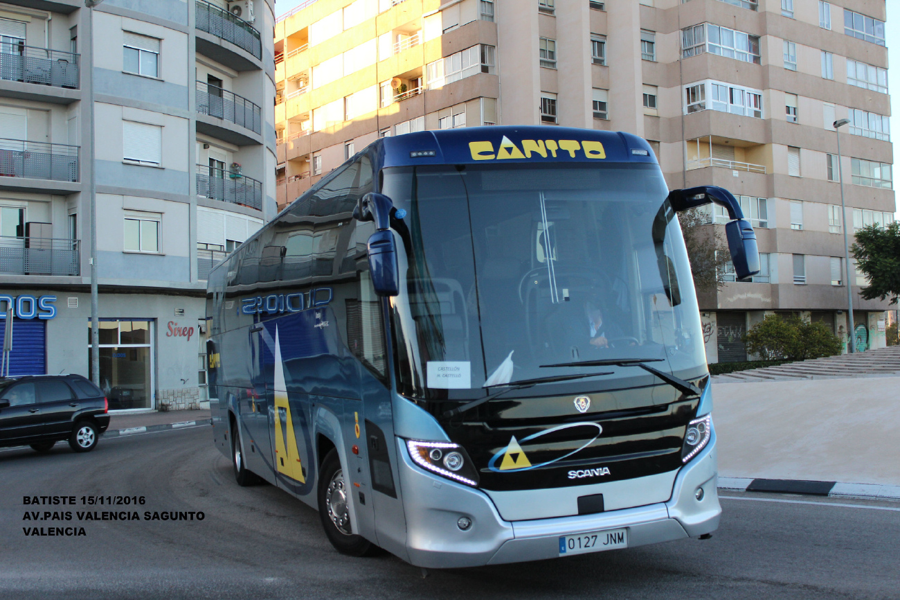 Cáceres, Scania Touring HD (Higer A80T) # 0127 JNM