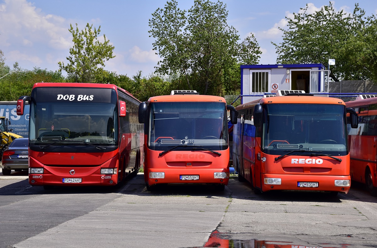 Prievidza, Irisbus Arway 15M nr. PD-424HT; Prievidza, SOR C 12 nr. PD-559HT; Prievidza, SOR C 12 nr. PD-930HT