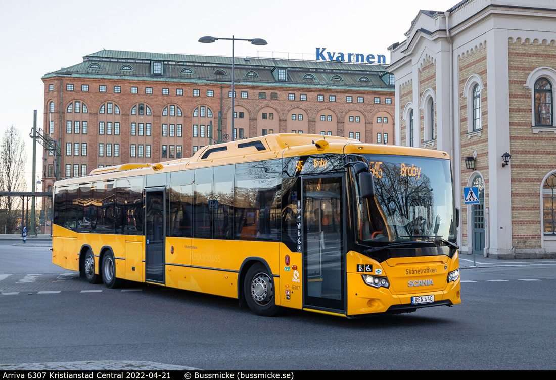 Kristianstad, Scania Citywide LE Suburban 14.9M CNG # 6307